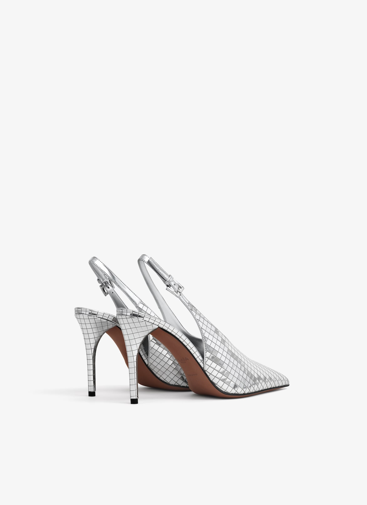 ART DECO SLINGBACKS IN MIRROR CALFSKIN ALAÏA SILVER ART DECO SLINGBACKS IN MIRROR CALFSKIN